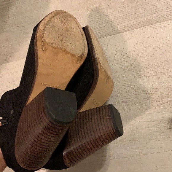 Rag and Bone Margot booties black leather suede size 37 1/2 zipper chunky heels - Picture 9 of 16